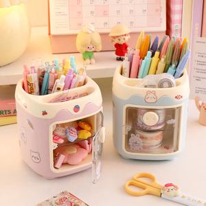 귀여운 돼지코 연필꽂이 겸 보관함 브러쉬꽂이 펜홀더 데스크 인테리어 정리함 4colors