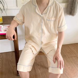 커플 체다 치즈 여름 프릴 홈웨어 남성용 상하 세트