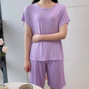 여성용 여름 모달 반팔 반바지 잠옷 파자마 세트 4color
