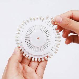 해바라기 시침핀 원형 화이트 진주 구슬 40개