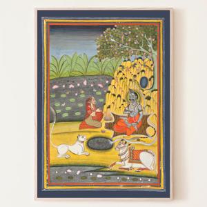 죽음의 신 시바와 아내 파르바티 힌두교 그림 인도 네팔 음식점 포스터 액자