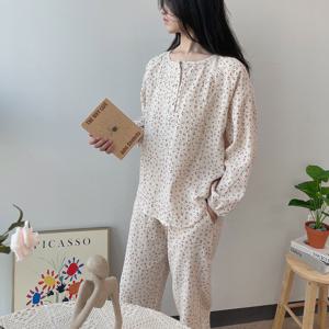 2타입 체리 앵두 요루면 순면 긴팔 잠옷 파자마 세트 3color (긴팔+긴바지)