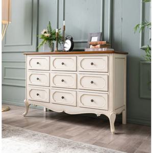 아메리칸 클래식 엔틱 9칸 콘솔 서랍장(120cm) 빈티지 긴 나무 정리함 와이드 옷