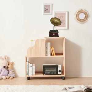 닉시 고무나무 원목 2단 4칸 책꽂이 수납장