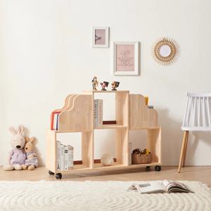 닉시 고무나무 원목 2단 8칸 책꽂이 수납장