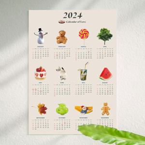 2024년 24년 디자인 달력 캘린더 포스터 브로마이드 인테리어 액자