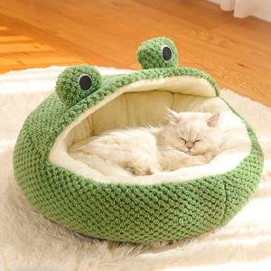 [해외] frog 개구리 캐릭터 캣독 방석 숨숨형 60cm