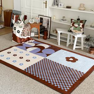 플인러브 하프문 바이올렛 소프티 발수 러그 사계절 단모 소프트 침실 카페트 2size