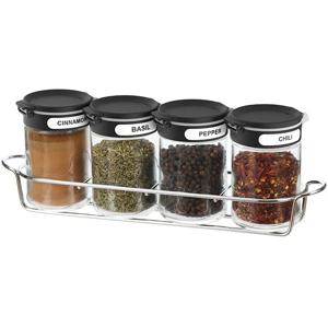 시노글라스 듀얼 스파이스 양념병 블랙 200ml 4개 + 거치대 세트 조미료병 양념통