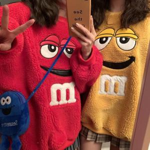 귀여운 뽀글이 엠앤엠 맨투맨 M&M 스웻셔츠 트윈룩 남녀공용 귀여운맨투맨 커플룩 시밀러룩