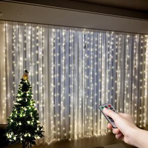 크리스마스 커튼 300구 LED 줄조명 무드등 트리전구 (3m,8가지모드,USB,리모콘)