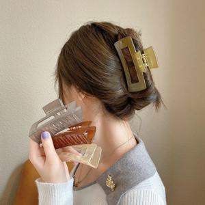 사각 올림머리 헤어핀 스퀘어네모핀 숱많은 긴머리 반투명 헤어집게핀