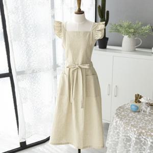 데니 앞치마 면린넨 공방 주방 무지 심플 프릴 원피스형