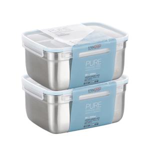 1+1 국산 스텐밀폐용기 스텐김치통 퓨어 미니핸디 2호 2.6L