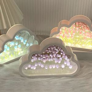 [해외] DIY 구름 튤립 거울 무드등 완제품 3컬러 B타입