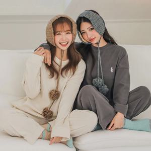 차차 투피스 골덴 코듀로이 여성 긴팔 겨울잠옷 홈웨어 상하세트 5colors