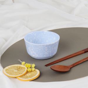 레트로 블루팝 그릇-한식공기-떡볶이 접시 분식집 멜라민 포장마차