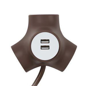 유커먼 테트라포드 멀티탭 3구 USB 3m 익스텐디드 브라운 03SU2-BR3m