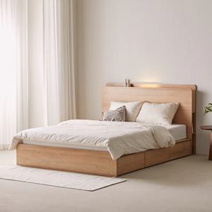 델린 LED 서랍 수납 침대 슈퍼싱글/퀸/킹 매트리스 선택