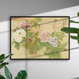 목단꽃 그림 모란꽃 그림 목단화 모란 목단 액자 재물운 개업선물 모란도 일러스트 포스터