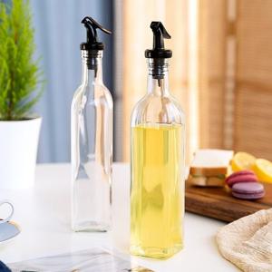 원터치 실리콘 올리브 글라스 오일병 500ml 2p 세트 부러짐없는 마개 양념병 소스병