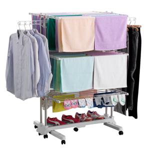 튼튼한 프리미엄 이불 신발 건조 이동식 접이식 빨래건조대 6단 (더블라인 기둥)