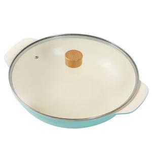 리빙아트 IH 우드 세라믹 전골 웍 팬 32cm JI 인덕션 코팅 전골팬 궁중냄비 후라이팬
