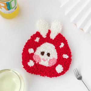 티코스터 펀치니들 DIY 자수 키트 스킬 공예 컵받침 만들기-토끼