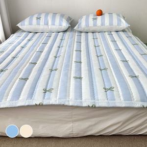 여름패드 시원한 스노우리플 시어서커 리본봉봉 스노우시어서커 밴딩패드 2colors