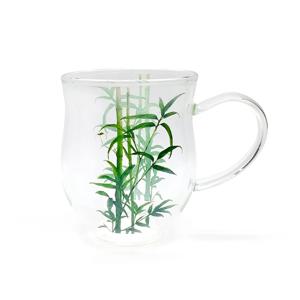 고원 레트로 유리컵 400ml 대나무 유리 머그잔