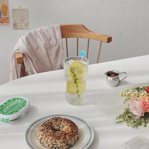 청량한 플리츠 내열 유리컵 550ml 1p 오브제 한송이 꽃병 인테리어