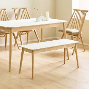 밀레뉴 HPM 2인용 원목 식탁벤치 화이트 사각 벤치의자