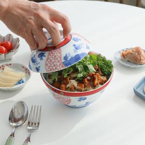 히미츠 텐동그릇 레드 원앙