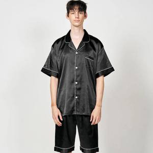 S~3XL 남성잠옷 파자마 무지 실크새틴 반팔 홈웨어 라운지웨어 상하의 세트 CH