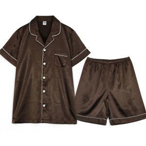 S-3XL 실크잠옷 파자마 무지 여름옷 반팔 홈웨어 링클프리 이지웨어 상하의 세트 BR