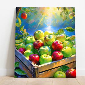 새벽아침 사과박스 캔버스액자 청사과 홍사과 그림 금전운 결실을 주는 인테리어액자