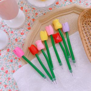 튤립 장미 꽃 볼펜 특이한 귀여운 선물 필기구 8종-튤립진핑크