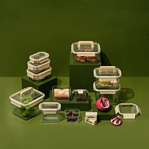 퓨어 유리 밀폐용기 직사각/정사각 혼합 16조 세트(버터옐로우)