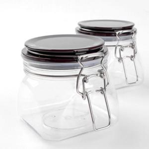 Airtight 투명 페트 실리콘 압축 패킹 양념통 고리 밀폐 진공 용기 600ml 1p