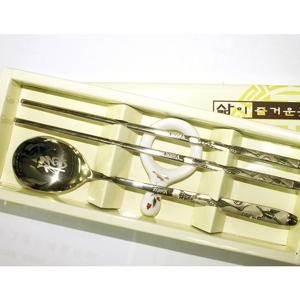송학 티타늄 수저세트 1벌(도자기A2포함) 답례품 숟가락세트