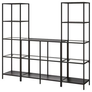 빗셰 유리선반 장식장 202x36x175cm 블랙브라운