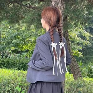 키치 리본 발레코어 롱드롭 새틴 벨벳 헤어핀 드롭 롱 발레리본 리본핀 머리삔 - 긴리본