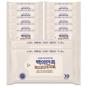 국내제조 백의민족 프리미엄 물티슈 30매 12개 피크닉 캠핑 안심성분 도톰 두꺼운