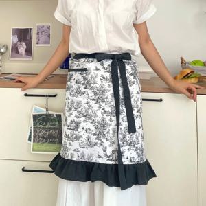 프리미엄 뜨왈드주이 린넨 프릴 허리 앞치마 에이프런