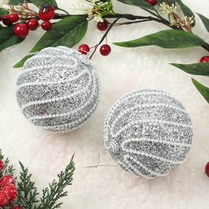 도토로 로열실버 글리터 장식볼 2p(10cm) (구슬회오리)