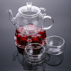 BELLE 앨리스 내열유리필터 750ml 레드 티포트세트 티워머 찻잔