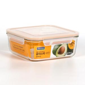 정사각 2600ml 유리 밀폐용기 김치통 반찬통 MCSB-260
