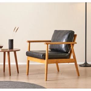 원목프레임 팔걸이 PU가죽 북유럽풍 1인쇼파 680 (블랙)