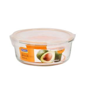 원형 2050ml 유리 밀폐용기 김치통 반찬통 MCCB-205