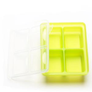 실리콘 얼음 트레이 사각 큐브 4구 뚜껑포함